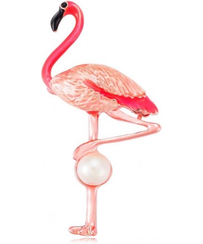 10K Gold Color Cute Enamel Flamingo Pin and Brooch Rose gold +Pearl $8.99 Brooches & Pins