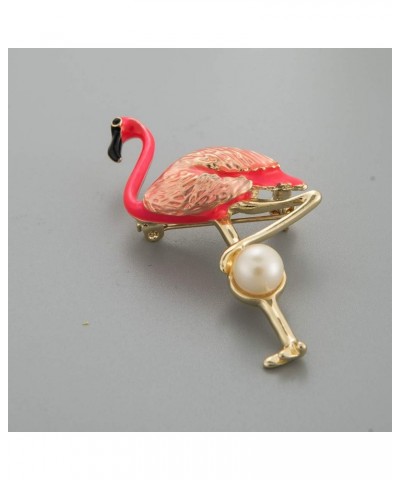 10K Gold Color Cute Enamel Flamingo Pin and Brooch Rose gold +Pearl $8.99 Brooches & Pins