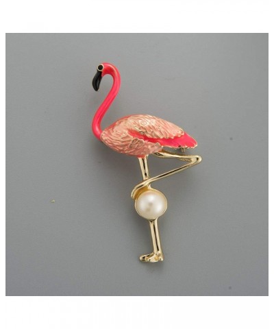 10K Gold Color Cute Enamel Flamingo Pin and Brooch Rose gold +Pearl $8.99 Brooches & Pins