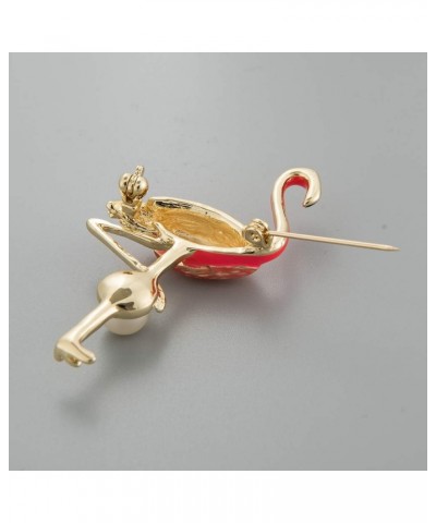 10K Gold Color Cute Enamel Flamingo Pin and Brooch Rose gold +Pearl $8.99 Brooches & Pins